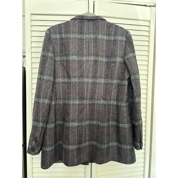 WORTH Wool/Silk Purple White Red Plaid Button Coat, Size 16 - Picture 8 of 8